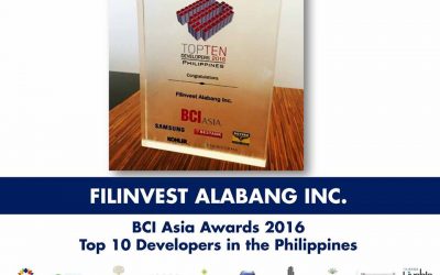 Filinvest Alabang Inc. was recognized by BCI Asia Awards 2016